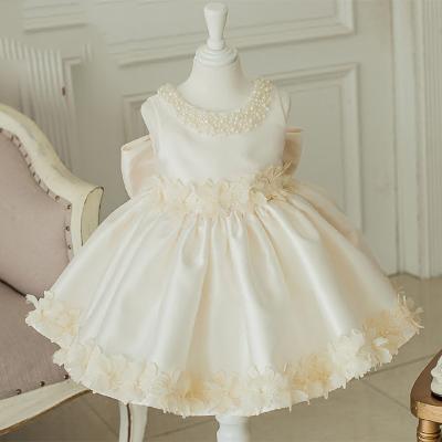 China Baby Girl's First Communion Dress Satin Sleeveless Formal Dress First Communion Dress for sale