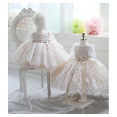 China Long Sleeve Flower Girl's Princess Dress Long Sleeve Flower Girl Shawl Flower Girl Dress Baby Kids Birthday Dress for sale