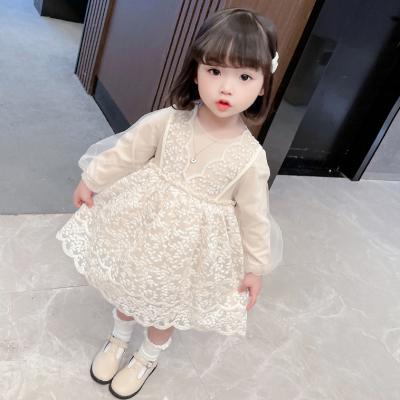 China Washable Babies Dress High Quality 3D Mesh Lace Clothes Infants Embroidered Fluffy Pettiskirt for sale