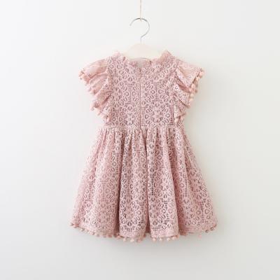 China Dry Cleaning Dot Pattern Peter Pan Collar Bow Baby Clothes Girl Summer Casual Dresses for sale