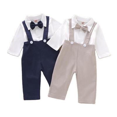 China High Quality Anti-Shrink Fall Baby Bow Tie Gentleman Shirts Pants Set For Wholesale Baby Boy Clothing Sets for sale