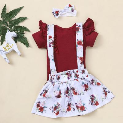 China High Quality Viable Cotton Summer Clothes Kids Flower Suspenders Petal Sleeve Korean Baby Girls Skirt for sale