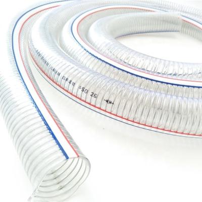 China High Temperature Resistance Food Grade Clear Spiral Reinforced Flexible Suction PVC Steel Wire Hose for sale