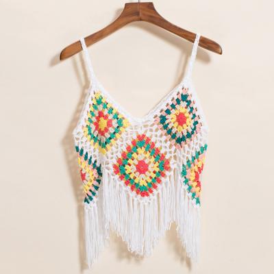 China Factory A8135 Breathable Sell Well Mini Vest Summer Handmade Crochet Sleeveless Crop Swimwear Top Beach Wear for sale