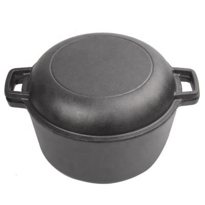 China Sustainable Pre-Seasoned Double Oven Cast Iron Dutch 2 in 1 Casserole Combo Cast Iron Cooker with Skillet Lid for sale