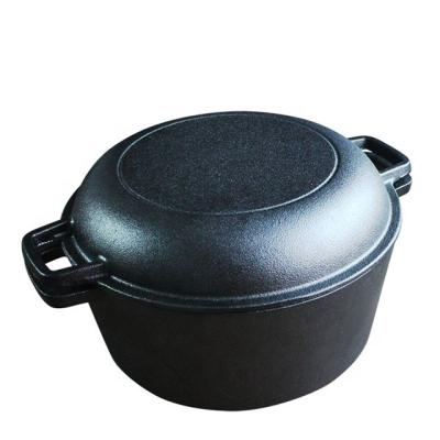 China Double Combo Oven Cookware Dutch Cast Iron 2-In-1 Cooker Set Sustainable Pre-Seasoned for sale