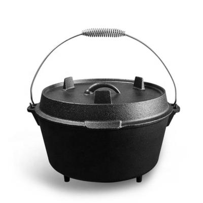 China Sustainable Hot Selling Amazon Camping Dutch Oven Cast Iron Cauldrons Pre-Seasoned Pot for sale