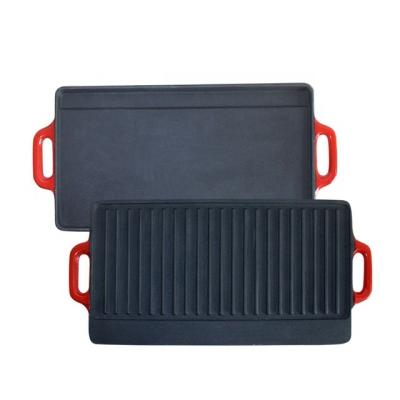 China Viable Double Side Burner Groove Cast Iron Griddle Hot Sale Reversible Grill / Griddle for sale