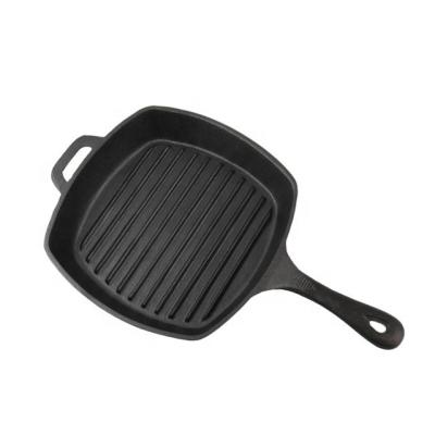 China Sustainable Factory Hot Sale BBQ Place Pre-Seasoned Cast Iron Steak Non-Stick Grill Pan for sale