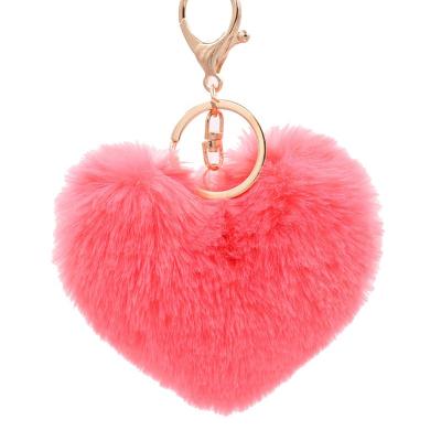 China Soft Hand Feeling Fan Shu Lovely Cute Love Car And Bag Hanging Heart Shape Pom Pom Plush Keychains for sale