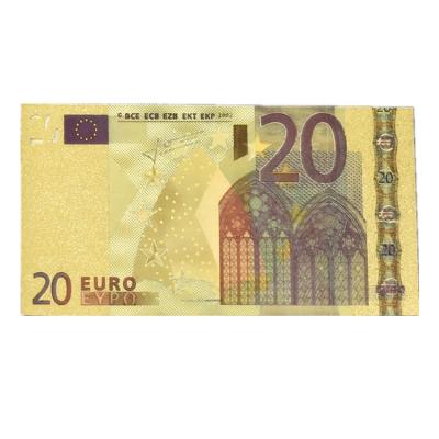 China Europe FS-Craft Money Collection Discount Vend 24k Gold Plated Colorful Banknote Aluminum 20 Euro for sale