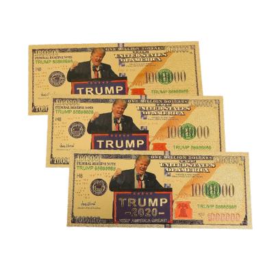 China One Dollar Bill Banknote Million President Donald Trump Gold Foil Funny Shu 2020 USA Europe Fan Money for sale