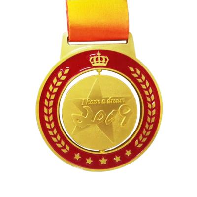 China Custom Europe FS-Craft Logo Star Dream Rotation Gold Plated Souvenir Medal Sports Award Medal for sale