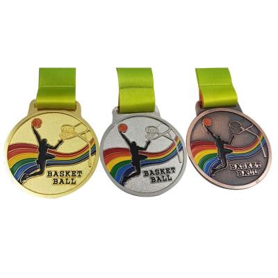 China China Fan Shu Basketball Sports Theme Medal With Ribbons Custom Soft Enamel Medal for sale