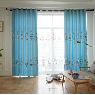 China Hot Selling Ready Made Insulated Blackout Supplier Blackout Embroidery Leaf Velvet Window Curtain Fabric For Living Room And Bedroom for sale