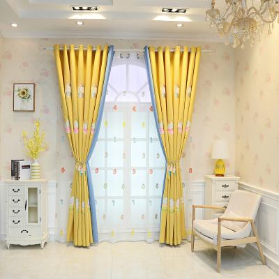 China Best Selling Ready Made Insulated Blackout Supplier Blackout Canvas Embroidery Cake Window Curtain Small Fabric For Living Room for sale