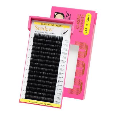 China SEEDEW Natural Wholesale Private Label Long Silk Extensions 0.05/0.07/0.15 Mixed Classic Eyelash Extension Different Lash Tray Wick for sale