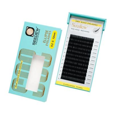 China Wholesale Soft Natural Hair Eyelash Extensions Long Ellipse Natural Matte Black Gray Eyelashes Private Label SEEDEW 12rows Best for sale