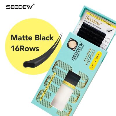 China SEEDEW Matte Black Ellipse Eyelashes 16rows High Quality Natural Soft Super Soft Synthetic Long Mink Russian Volume Eyelash Extensions for sale