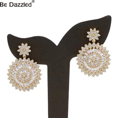 China Fashionable high quality drop earrings jewelry Korean high quality CZ zirconia gold plated female stud earrings for women 2020 for sale