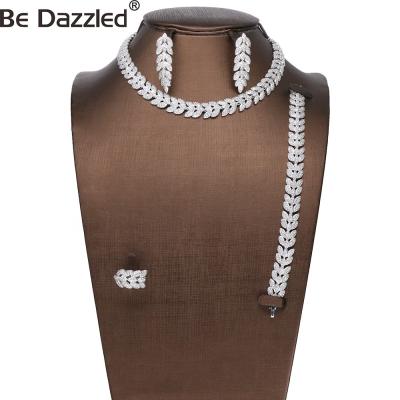 China Trendy Trendy Luxury Women Silver Bling Cubic Zirconia Engagement Wedding Necklace Bracelet Ring Earring Jewelry Set Bridal D.C.A. for sale