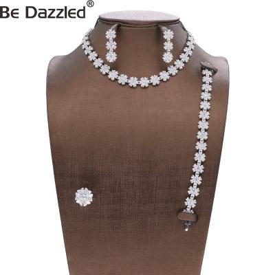 China FASHIONABLE Fashion Amazed African 4pcs Wedding Bridal Jewelry Sets Luxury Saudi Rhodium Plated AAA Zircon Dubai Jewelry Set For Women for sale