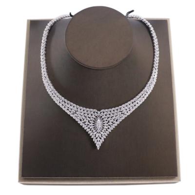 China TRENDY 4 in 1 African royal zircon statement earring necklace good quality big set for women party jewelry for sale