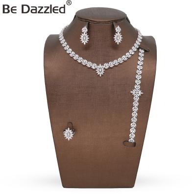 China CLASSIC Stunned Bridal Jewelry Set Wedding Fashion Horse Eye Zircon Cubic Zirconia Necklace Earrings For Brides Bridesmaid for sale