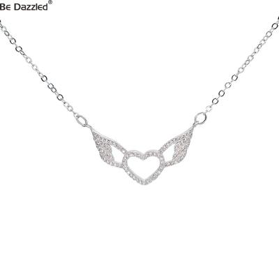 China Vintage Fashion Wedding Affordable Silver Angel Wings Cute Pendant Necklace Guangzhou Fashion Engagement Jewelry for sale