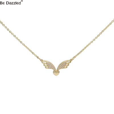 China Vintage Gifts Wedding Diamond Necklace Pendant Zircon Engagement 24K Gold Chain Jewelry Artificial Women for sale