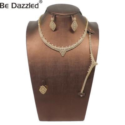 China 2020 Real Jewelry Set Zircon Necklaces And Earrings Luxury Gold Plated TRENDY Elegant Sets For Women Wedding for sale