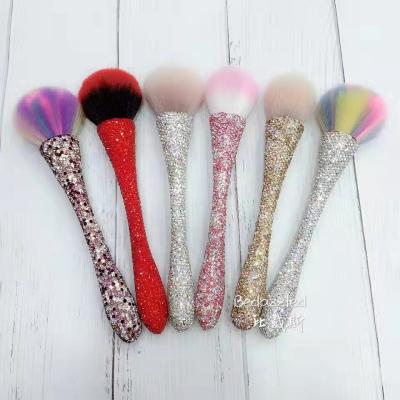 China Crystal Handle Hand Inlay Rhinestone Glitter Stunned Bling Makeup Brushes Cute Glitter Set Makeup Brush 20*4cm for sale