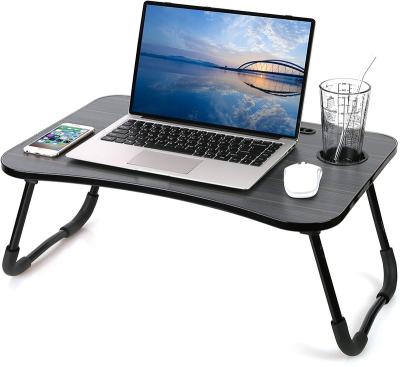 China (Size) Amazon Hot Selling Adjustable Multifunctional Home Work Laptop Table For Bed Tray Cup Holder Foldable Laptop Table for sale