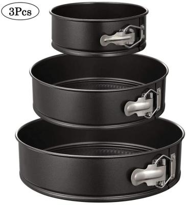 China Sustainable Carbon Steel 3Pcs Springform Pan Set, Non-Stick Removable Bottom Leakproof 4