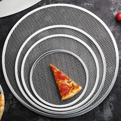 China Hot Selling Mesh Pizza Screen Tray Heat Resistant Aluminum BBQ Commercial Grade Pizza Screen Viable Good Prices for sale