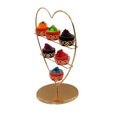 China Wholesale Disposable Desktop Supply Fancy Variety Gold Decorating Round Metal Wedding Cake Stand For Party for sale