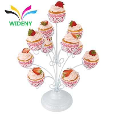 China New Design Morden Bakeware Wedding Decorative Metal Flower White Candy Cup Cake Stand for sale