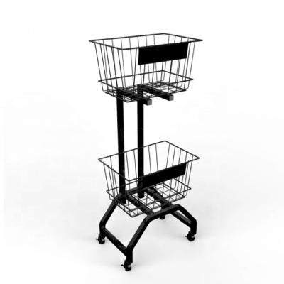 China Shops Store price shelving rack metal wire basket four wheels removable supermarket display trolley cart for sale