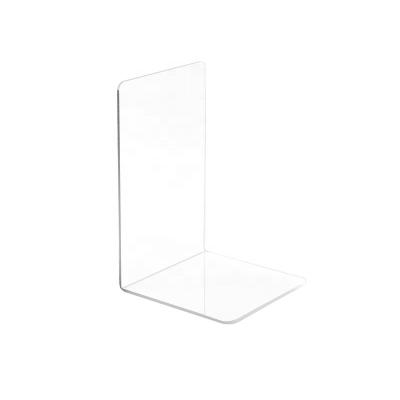 China High Transparent Desktop Clear Acrylic Bookends L Shape Book Stand Holder For Magazine Display for sale