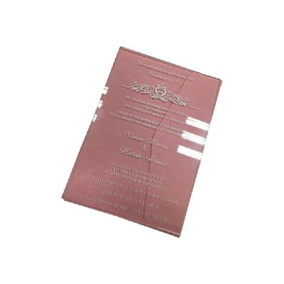 China Around the World Clear Acrylic Pink Wrapping Music Wedding Retreat White Invitation Card for sale