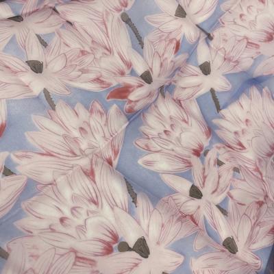 China Viable custom digital printed 6mm organza fabric 100% silk pure silk gauze printed silk fabric for sale