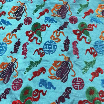 China Viable silk brocade with velvet jacquard palace jacquard luxury silk fabric for garment Bhutan garment fabric for sale