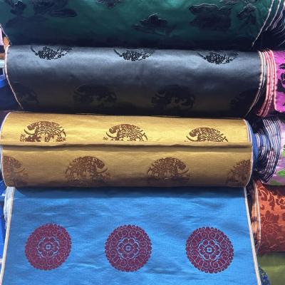 China Viable silk brocade with velvet jacquard palace jacquard luxury silk fabric for garment Bhutan garment fabric for sale