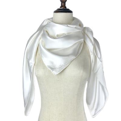 China Wholesale 100% white silk pure silk plain scarf square satin white silk scarf for dyeing/painting for sale