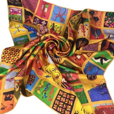 China Square New Arrival Custom Design Square Luxury Silk Twill Fashion Scarf Digital Print Silk Scarf Women Silk Scarf for sale