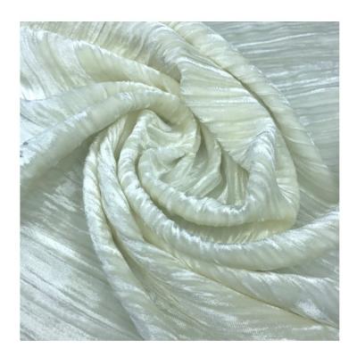 China Sustainable Silk Velvet Plain Dyed Velvet Pleated Crumpled Stripes Crushed Silk Velvet For Garment Dress for sale