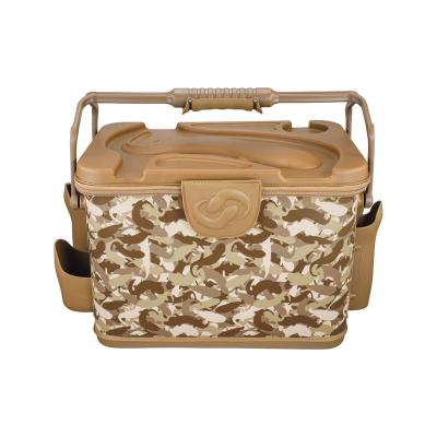 China Outdoor Sports Fishing Bag Fishing Tackle Box Bakkan Special Camouflage With Rod Holder Shoulder Belt for sale