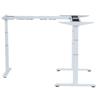 China Commercial Furniture Motorized Height Adjustable Electric L Shaped Standing Desk Frame for sale