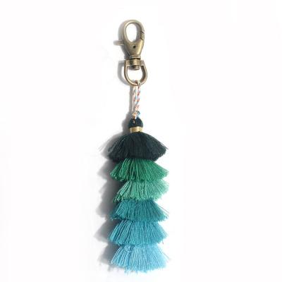 China Eco-friendly colorful handmade key chain key chain reusable tassle tassel bag eco-friendly high tenacity for sale