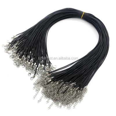 China Viable Handmade 2mm Black Cotton Wax Rope Necklace Wax Necklace for sale